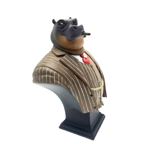 B428-Buste-Ted-Leeman-hippopotame-Blacksad-resine-Attakus-figurine-Collection-guarnido-Particularite-carre-good