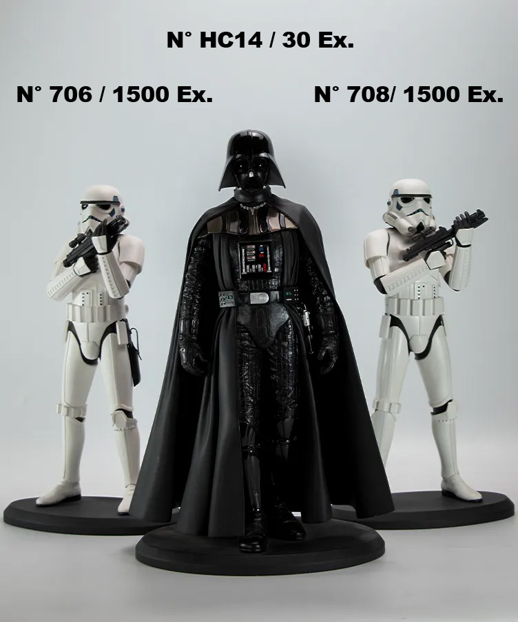 vador+2troopers Dark Vador n°HC14/30 (série 1) et 2 Stormtroopers n° 706/1500 & 708/1500 – Image 1